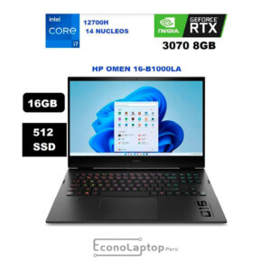 Laptop Gamer HP Omen Intel Core i7 12° Gen 14 núcleos - 16GB 512GB SSD 16" RTX-3070 16-b1000la